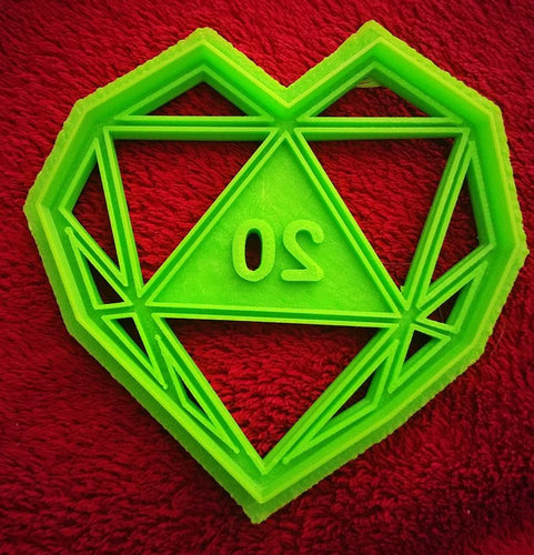3D Printed Cookie Cutter Inspired by D20 Heart Critical Love