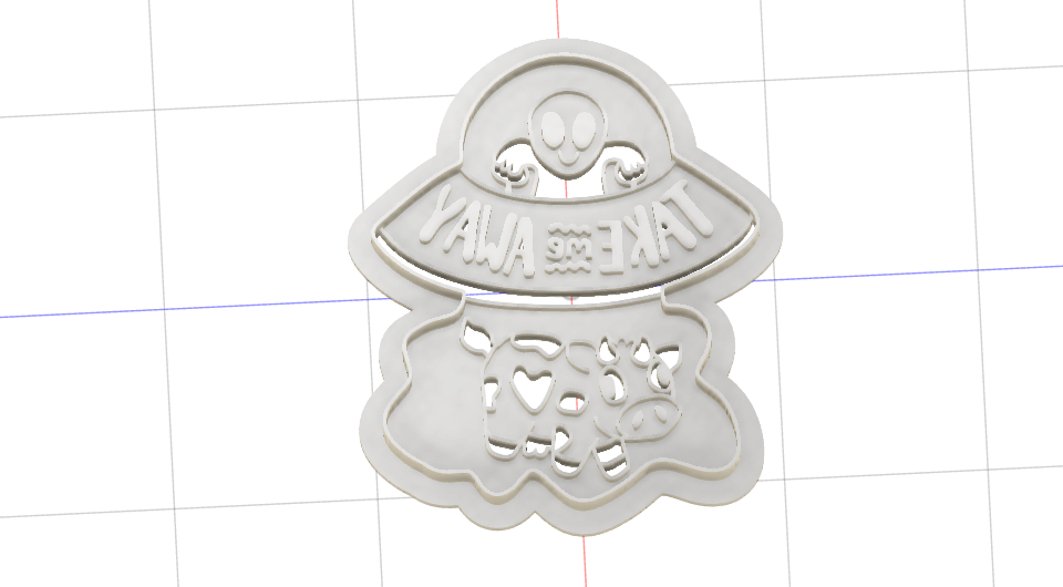 3D Printed Alien Abducting Cow Cookie Cutter