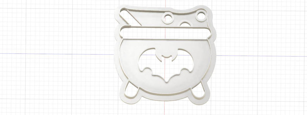 3D Printed Halloween Bat Cauldron Outline Cookie Cutter