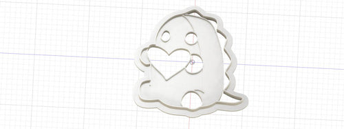 3D Model to Print Your Own Cute Dinosaur with Heart Cookie Cutter DIGITAL FILE ONLY