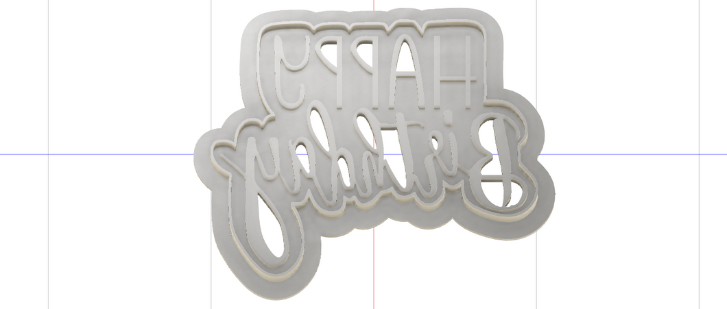 3D Printed Happy Birthday Script Outline Cookie Cutter