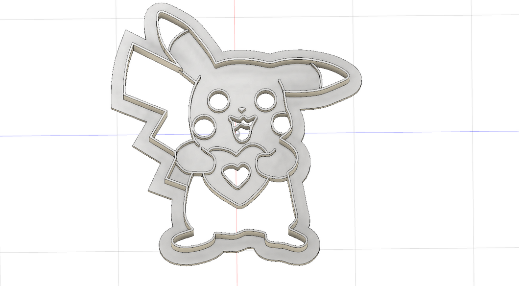 3D Model to Print Your Own Cookie Cutter Inspired by Pokemon Pikachu Heart DIGITAL FILE