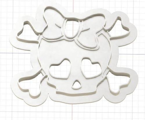 3D Model to Print Your Own Cute Skull with Bow Cookie Cutter DIGITAL FILE ONLY