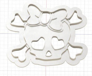 3D Printed Cute Skull with Bow Cookie Cutter