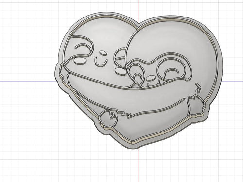 3D Model to Print Your Own Hugging Sloths Heart Cookie Cutter DIGITAL FILE ONLY