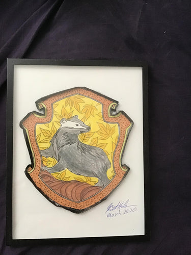Handmade Harry Potter Hufflepuff Crest 8.5 x 12 in Framed VHS Upcycle  Fan Art