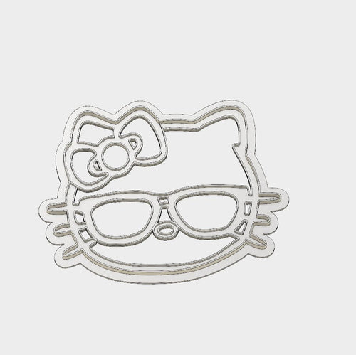 3D Model to Print Your Own Hello Kitty Nerdy Kitty Cookie Cutter DIGITAL FILE ONLY