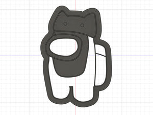 3D Printed Cookie Cutter Inspired by Among Us with kitty hat