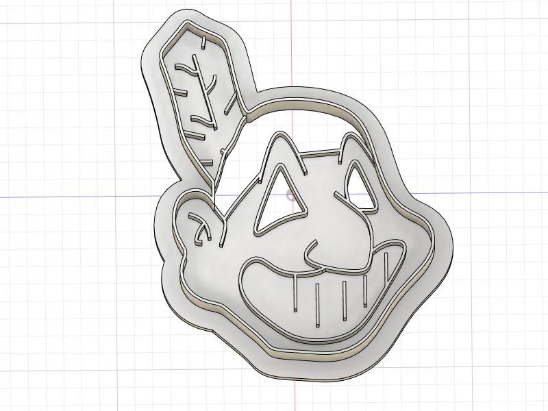 3D Printed Cleavlands Chief Wahoo Cookie Cutter