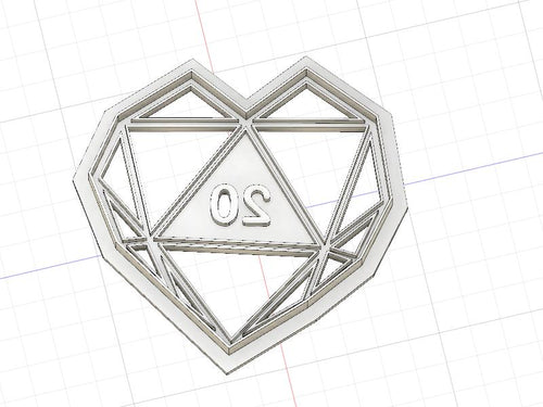 3D Model to Print Your Own Critical D20 Heart Cookie Cutter DIGITAL FILE ONLY