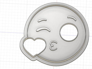 3D Printed Winkey Kiss Face Emoji Heart Cookie Cutter