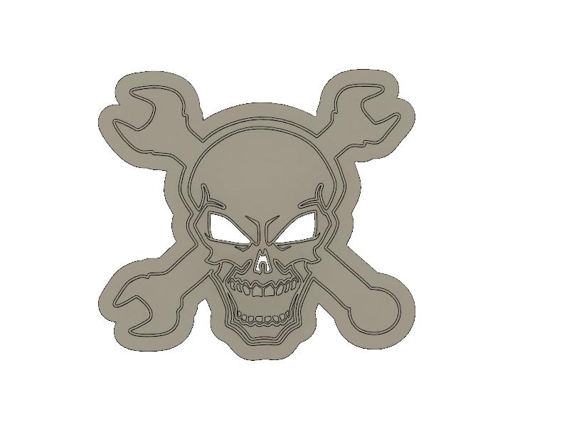 3D Printed Mechanics Skull and Cross Wrenches Cookie Cutter
