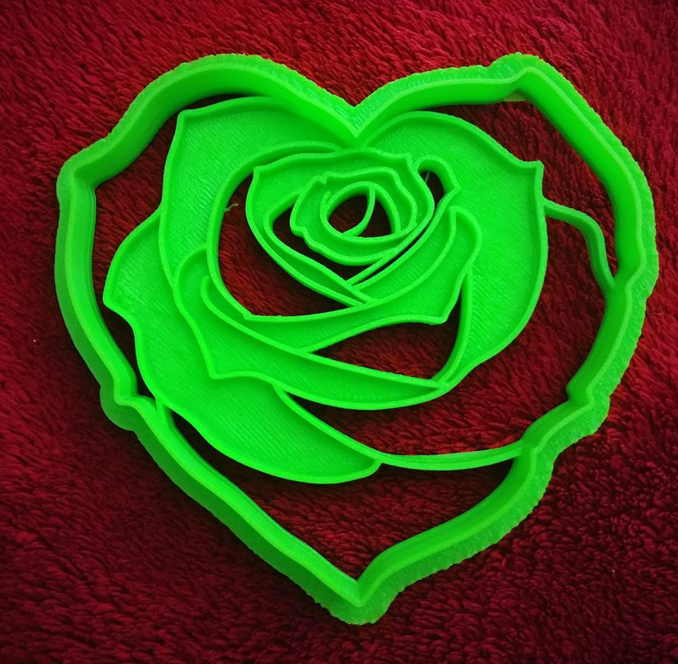 3D Printed Cookie Cutter Rose Heart