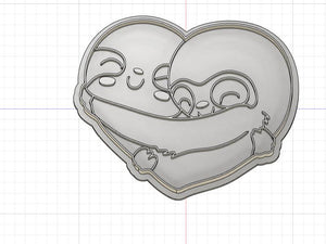 3D Printed Sloth Hugging Heart Cookie Cutter